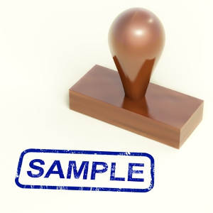 Icon for showing a rubber stamp with word 'Example' on it
